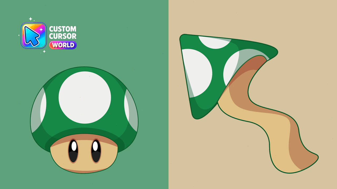 Cursor pack preview: Custom Cursor Pack - 1-Up Mushroom for Google Chrome and Mic
