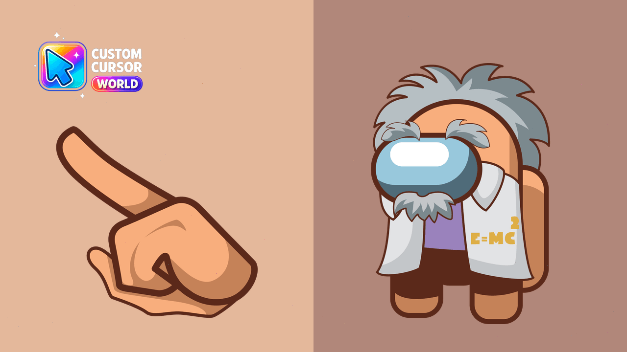 Cursor pack preview: Albert Einstein Among Us Cursor Pack for Chrome & Edge