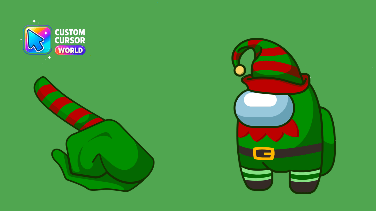 Cursor pack preview: Among Us Elf Custom Cursor Pack for Chrome and Edge