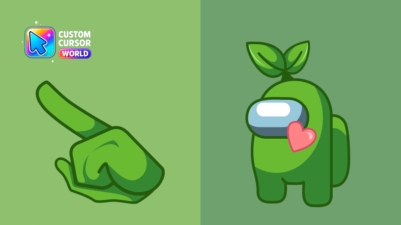 Cursor pack preview: Custom Cursor Pack - Among Us Green Leaf Skin
