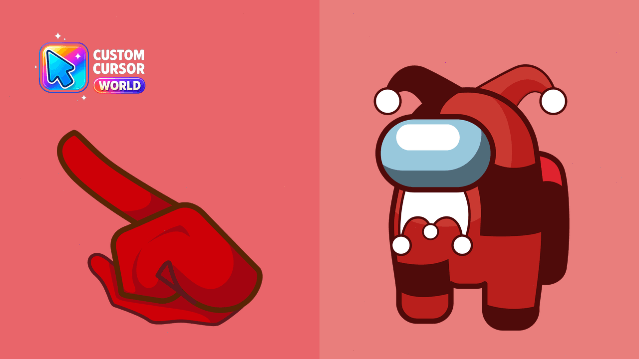 Cursor pack preview: Among Us Jester Custom Cursor Pack for Chrome