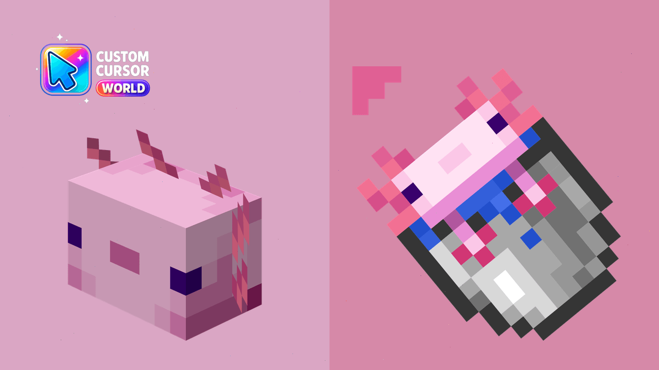 Cursor pack preview: Minecraft Axolotl Cursor Pack