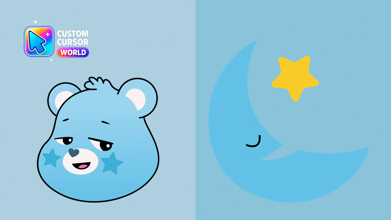Cursor pack preview: Bedtime Bear Cursor Pack - Aqua Blue Care Bears