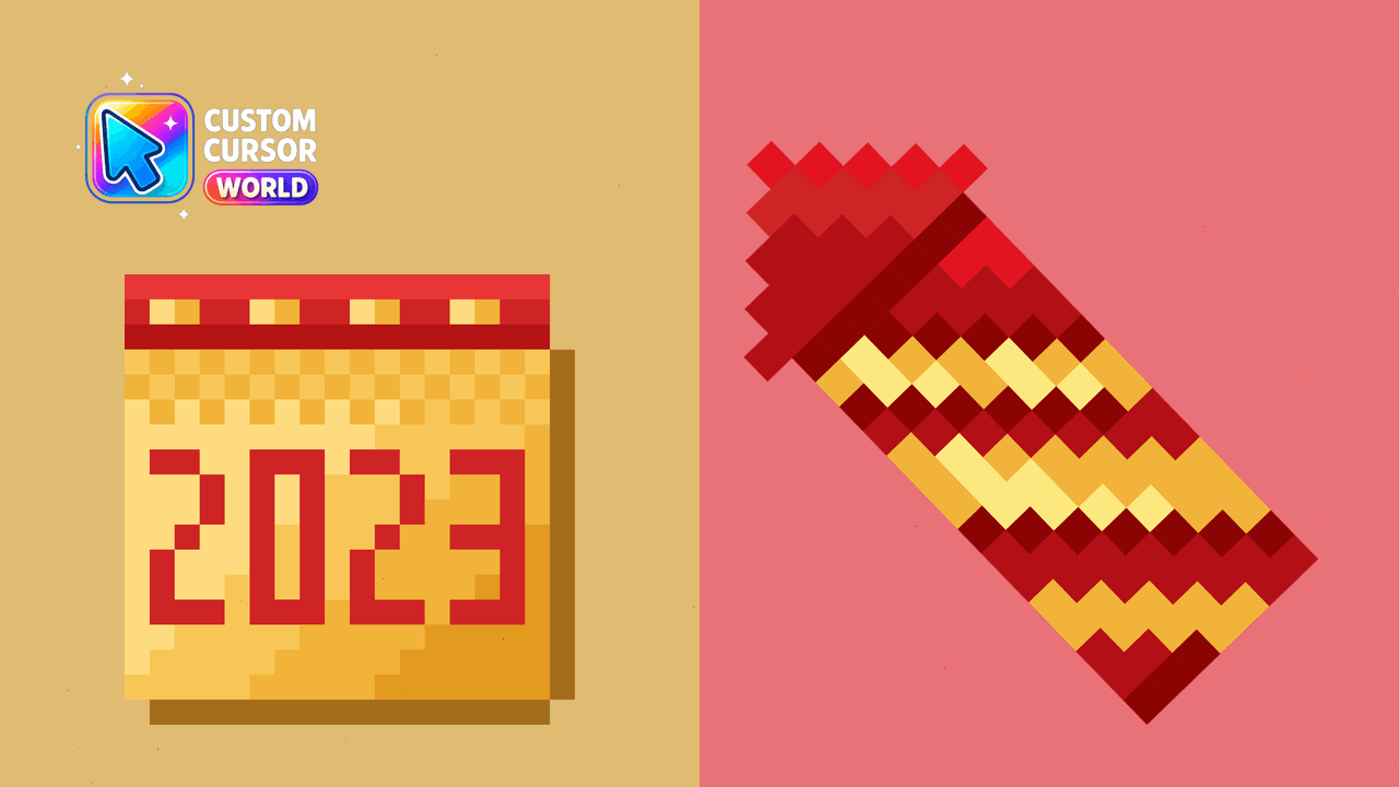 Cursor pack preview: Pixel Style New Year Cursor Pack
