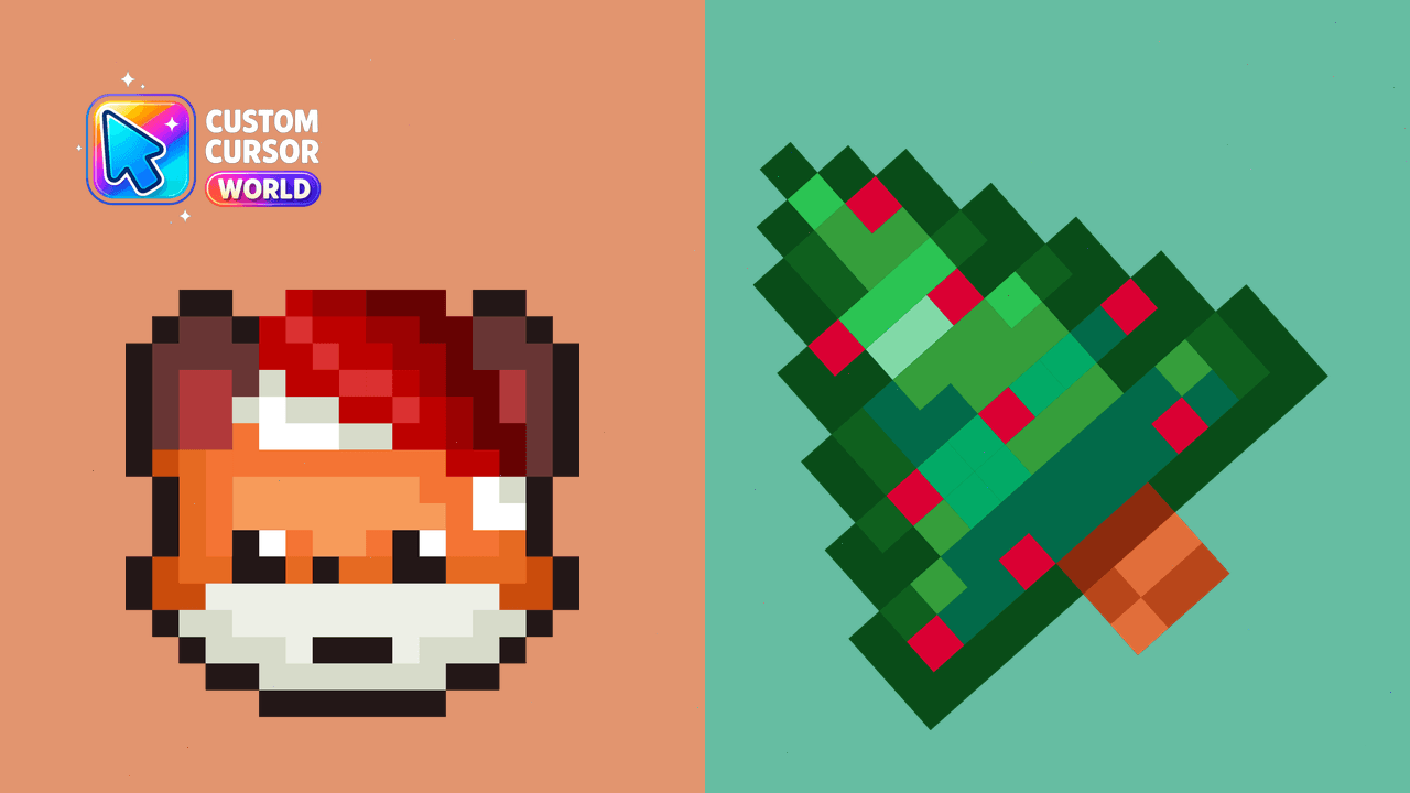Cursor pack preview: Pixel Christmas Fox Custom Cursor Pack