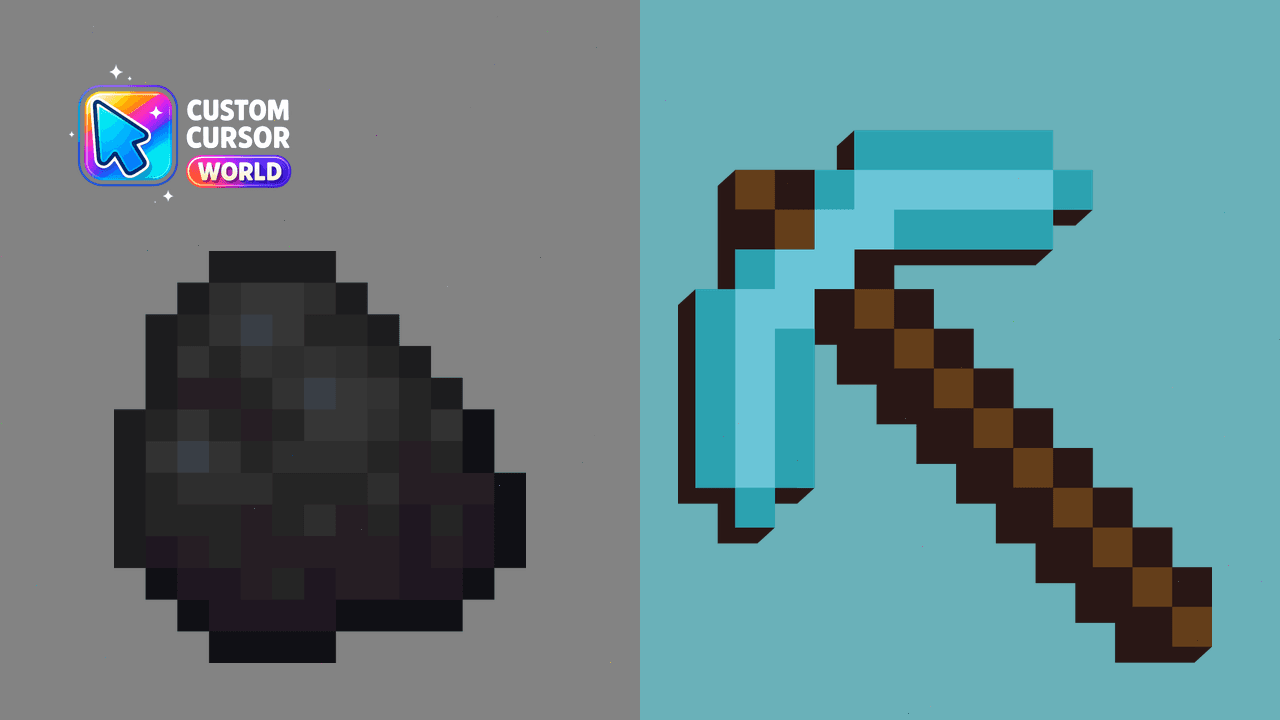 Cursor pack preview: Minecraft Coal & Pickaxe Cursor Pack