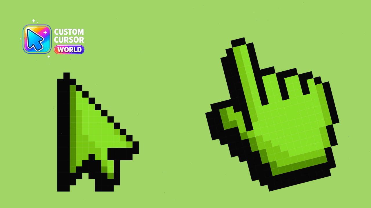 Cursor pack preview: Custom Green Pixel Cursor Pack for Chrome & Edge