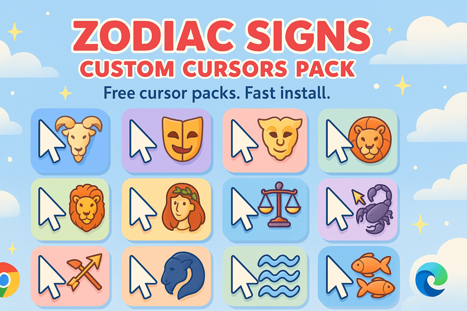 Astrological Zodiac Signs Custom Cursors - Custom cursor collection preview image