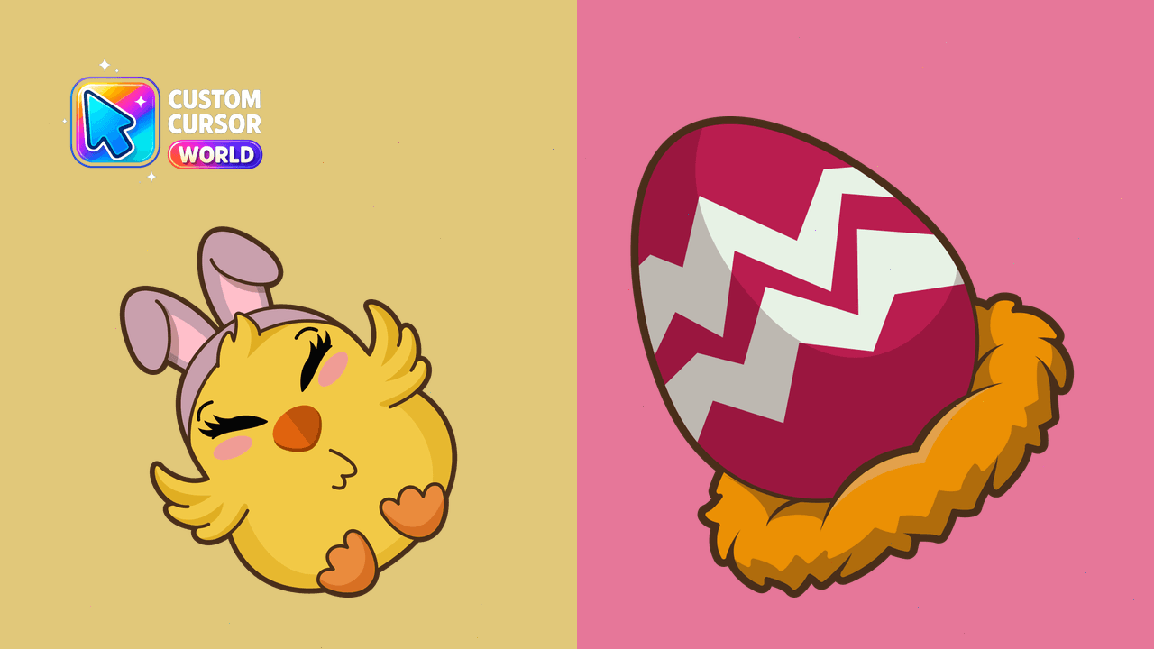 Easter Chick Custom Cursor Pack for Chrome and Edge - Custom cursor pack preview image showing 2 cursors