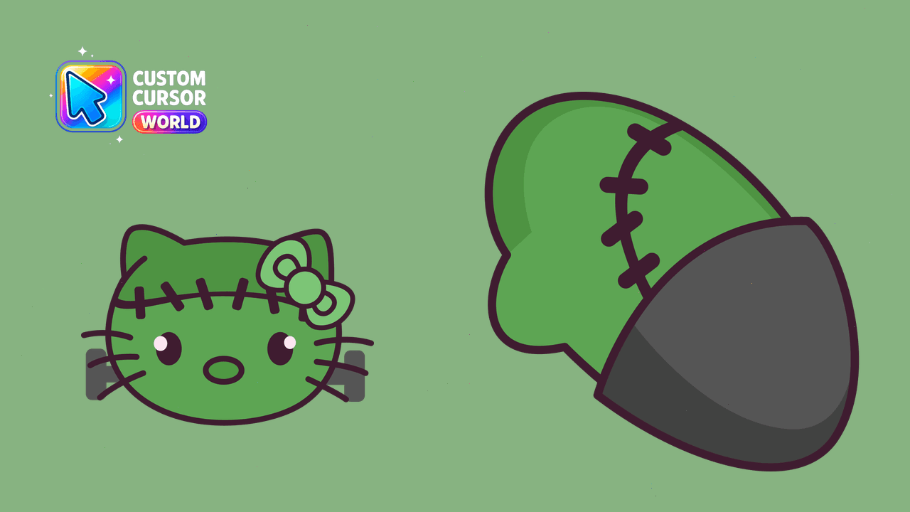 Cursor pack preview: Custom Cursor Pack - Frankenstein Kitty for Halloween