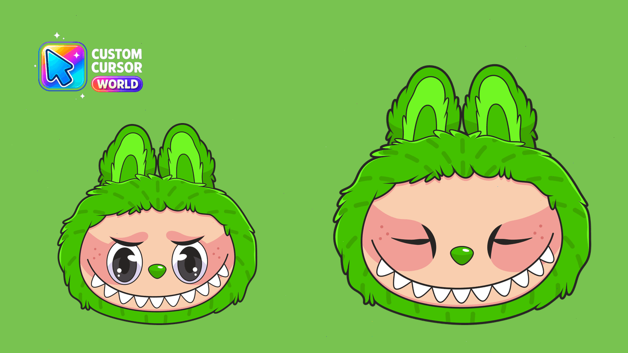 Cursor pack preview: Green Labubu Custom Cursor for Chrome