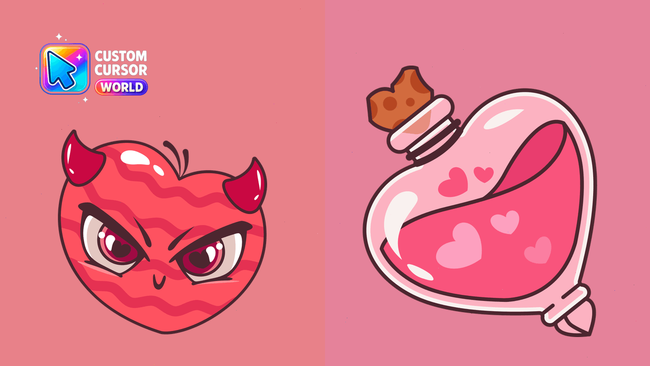Cursor pack preview: Heart & Potion Custom Cursor Pack