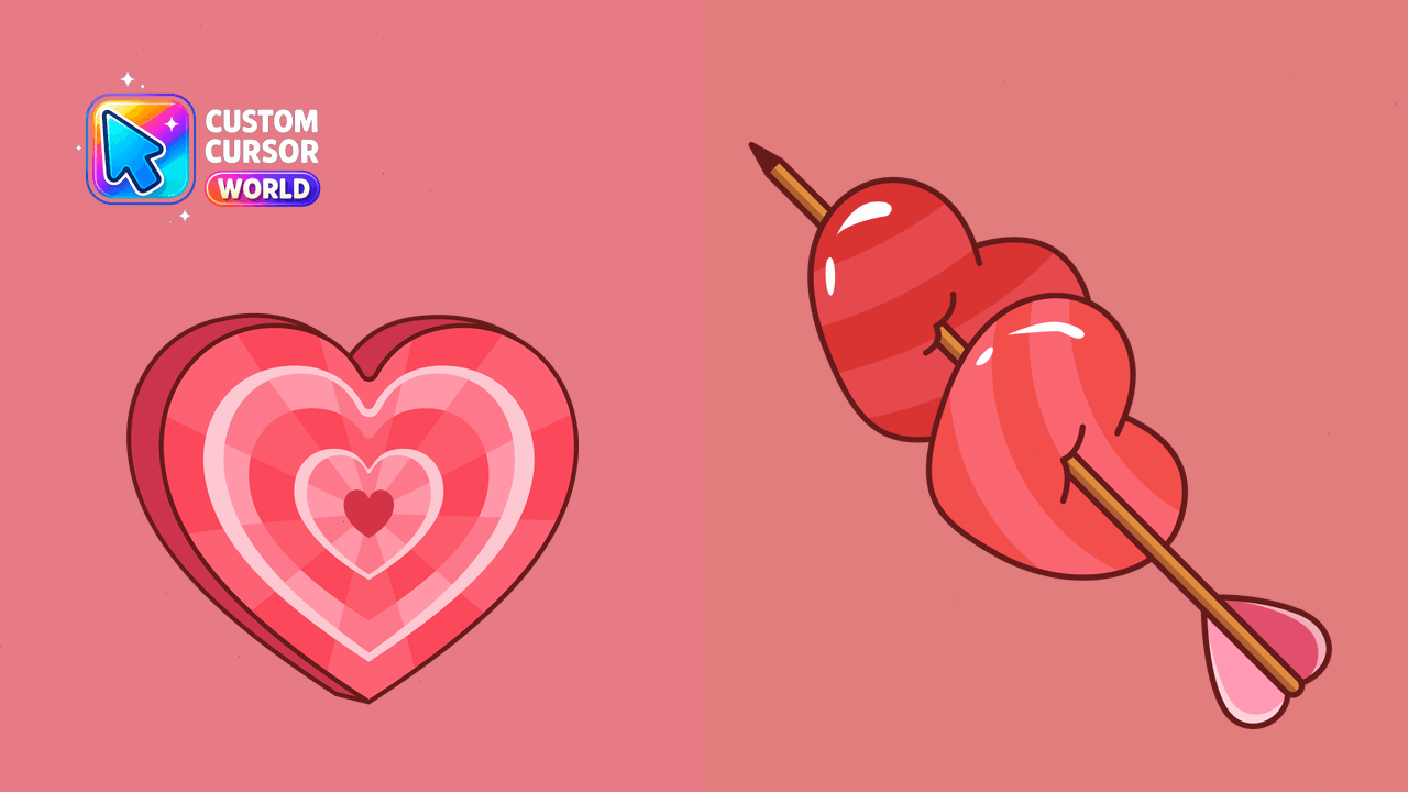 Cursor pack preview: Cute Heart Target Cursor Pack