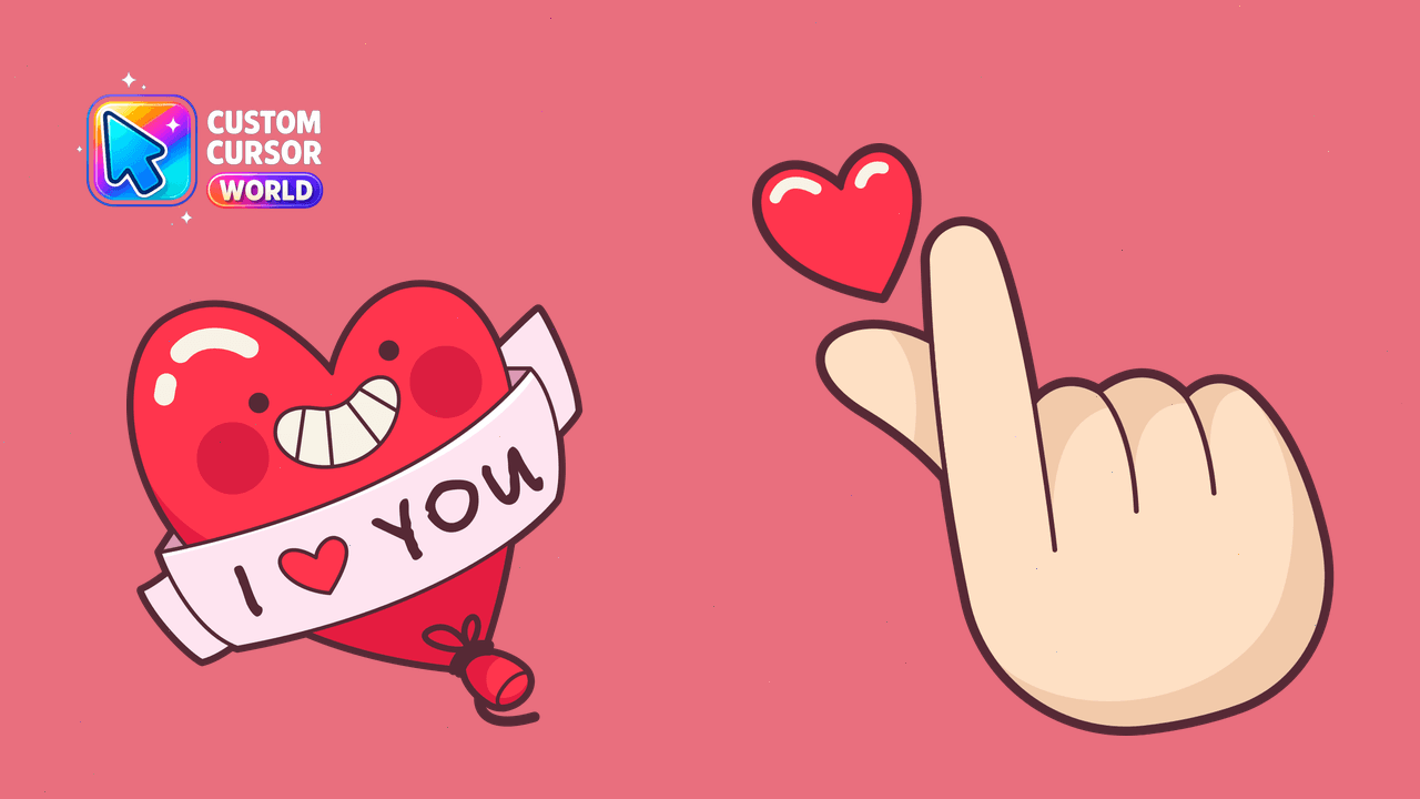 Cursor pack preview: Custom Cursor Pack for Romantic Browsing - I Love You Design
