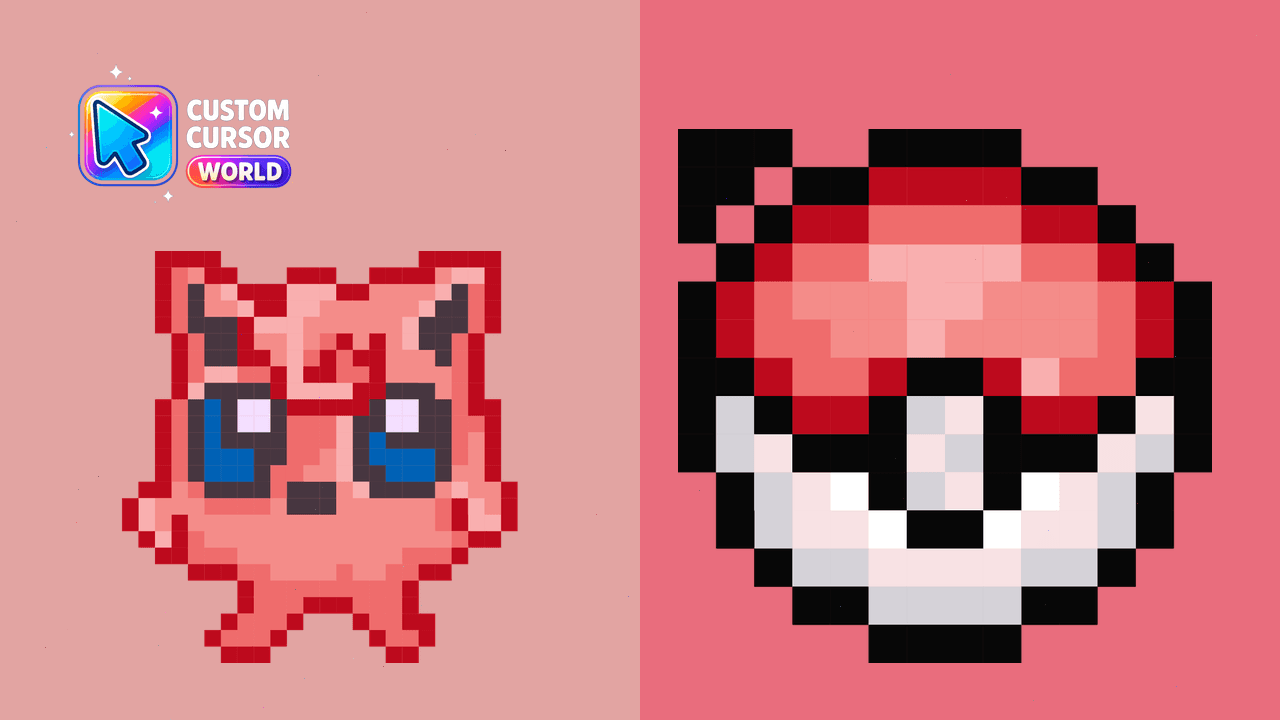Cursor pack preview: Jigglypuff Pixel Custom Cursor Pack for Chrome