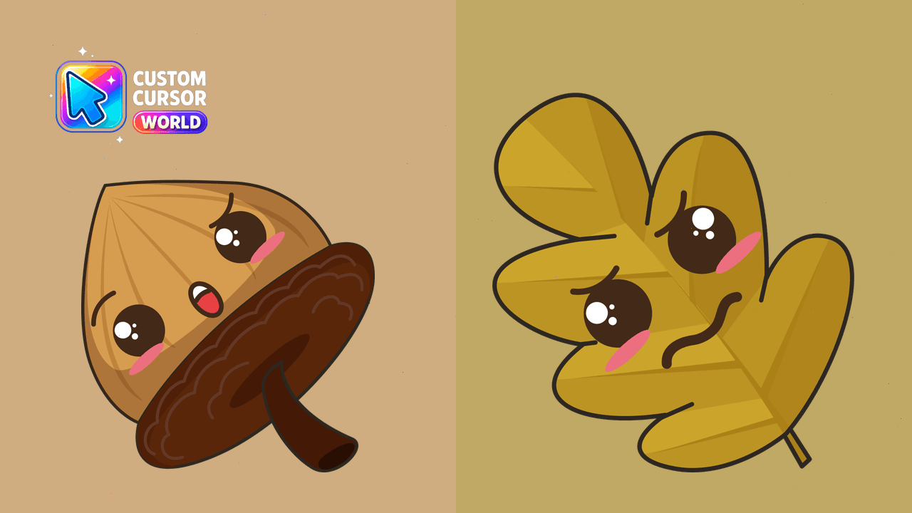 Cursor pack preview: Kawaii Acorn Custom Cursor Pack