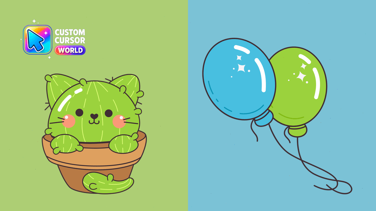 Cursor pack preview: Cute Cactus Cat Cursor Pack for Browsers