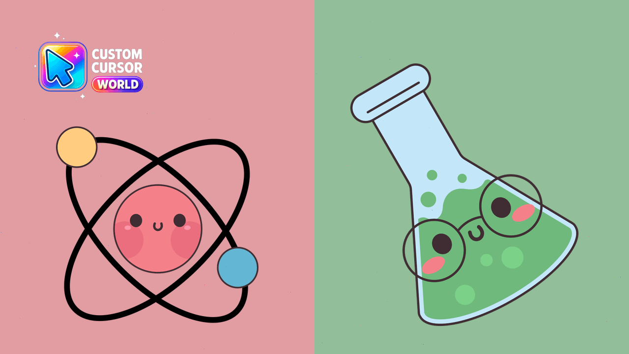 Cursor pack preview: Kawaii Chemistry Custom Cursor Pack for Chrome & Edge