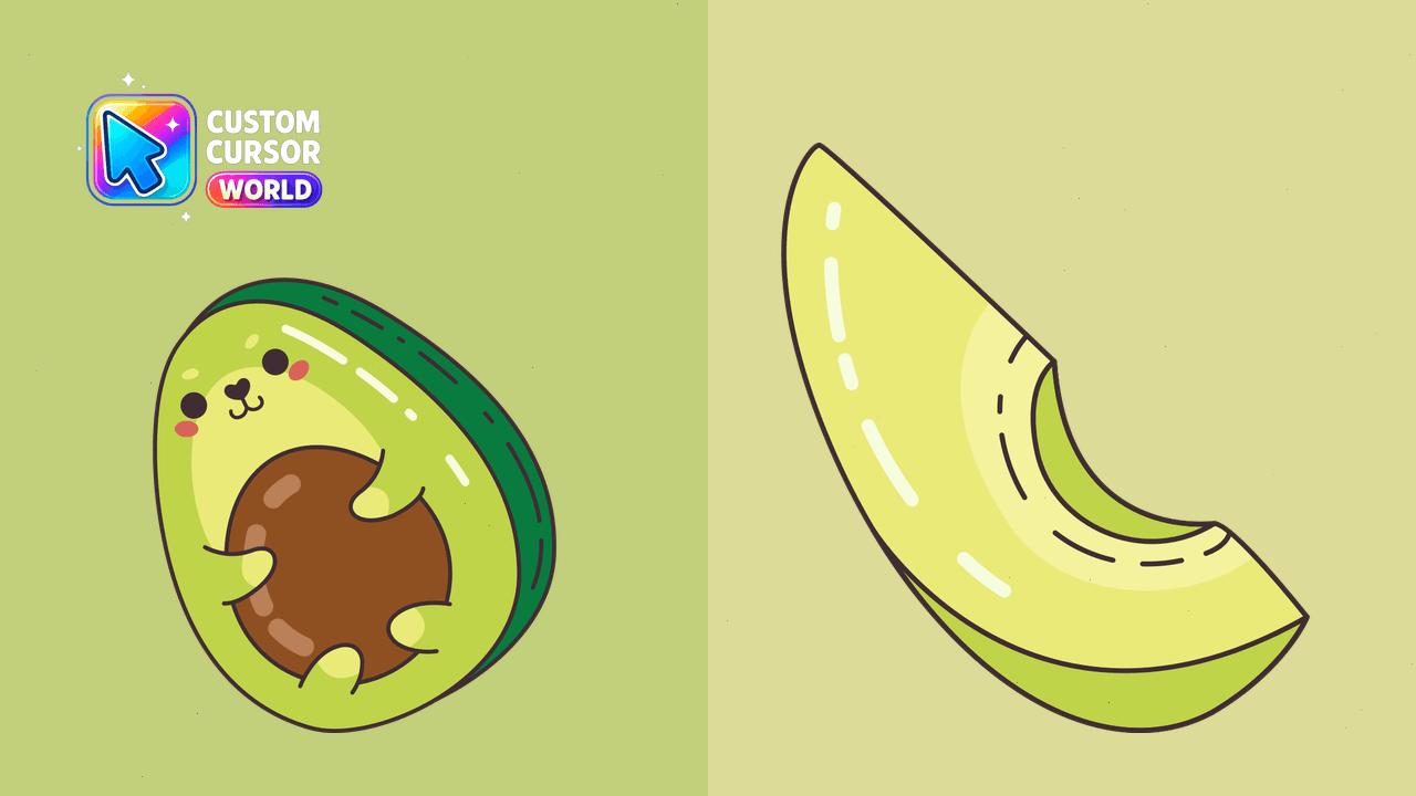 Cursor pack preview: Avocado Cursor Pack - Kawaii Style