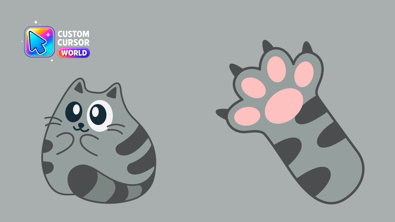 Cursor pack preview: Kawaii Grey Cat Cursor Pack