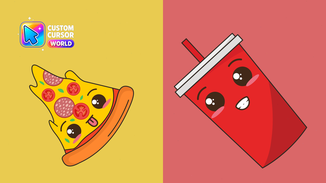Cursor pack preview: Kawaii Cursor Pack with Pizza and Coca-Cola
