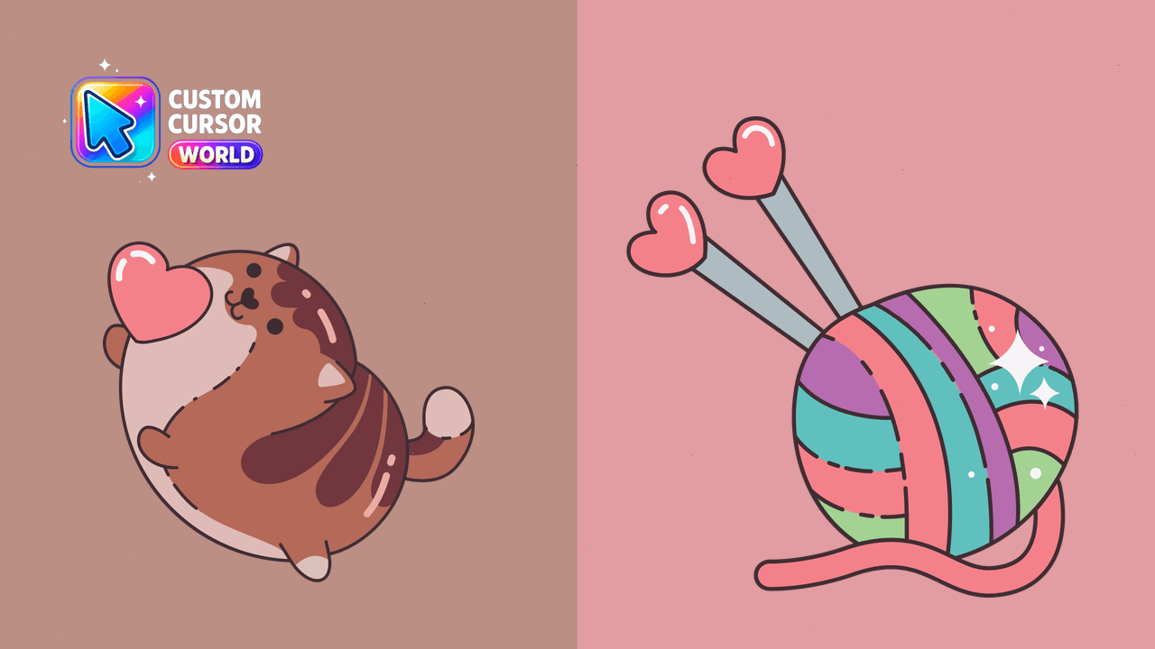 Cursor pack preview: Custom Cursor Pack - Kawaii Playful Cat