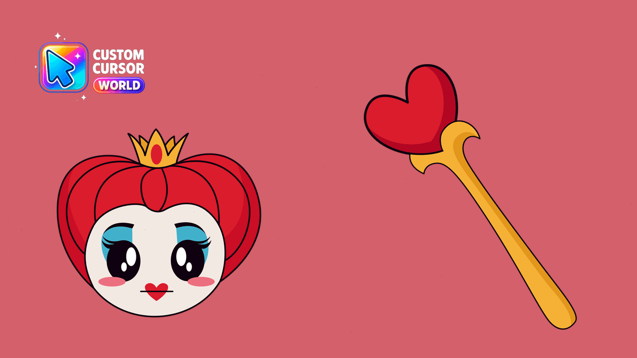 Cursor pack preview: Kawaii Custom Cursor Pack - Queen of Hearts Mouse Pointer