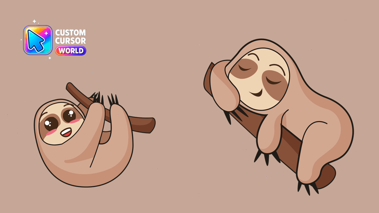 Cursor pack preview: Kawaii Sloth Cursor Pack