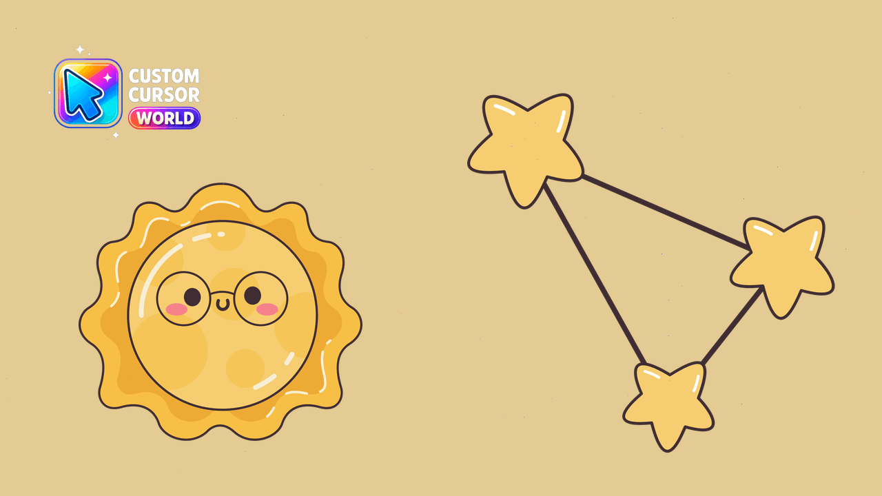 Cursor pack preview: Kawaii Sun & Stars Custom Cursor Pack