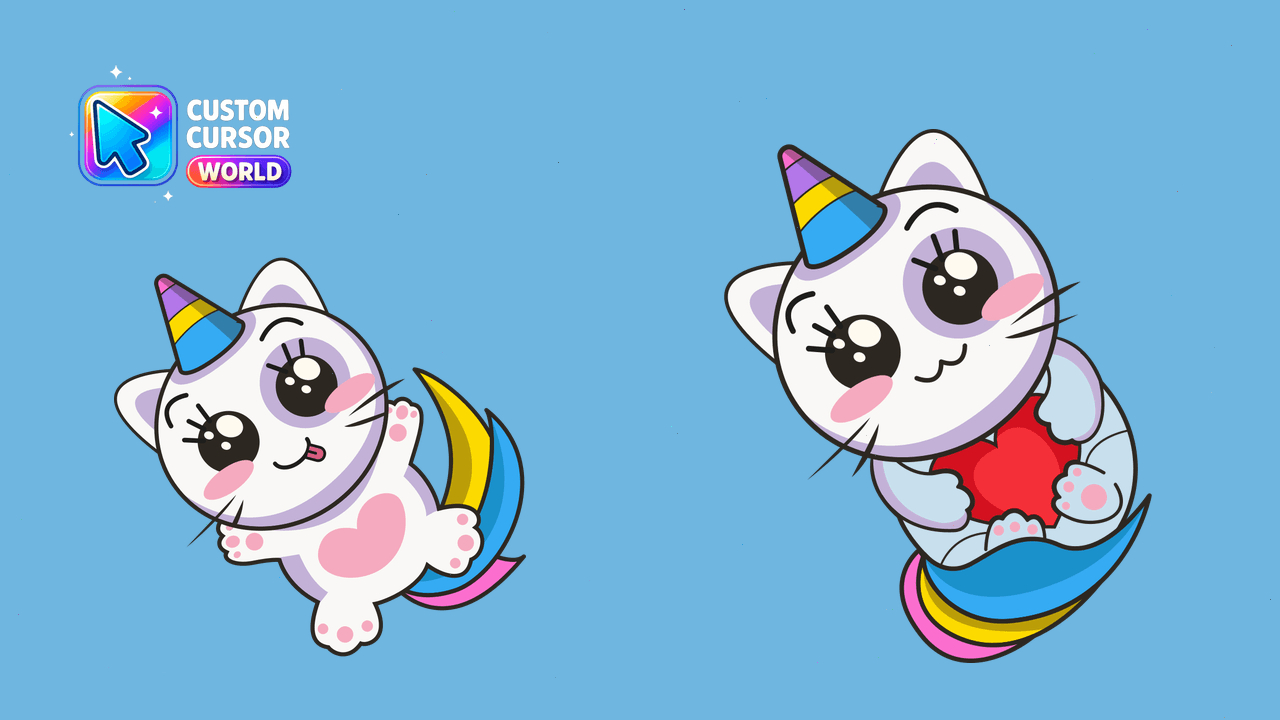 Cursor pack preview: Cute Unicorn Cursor Pack for Web Browsers