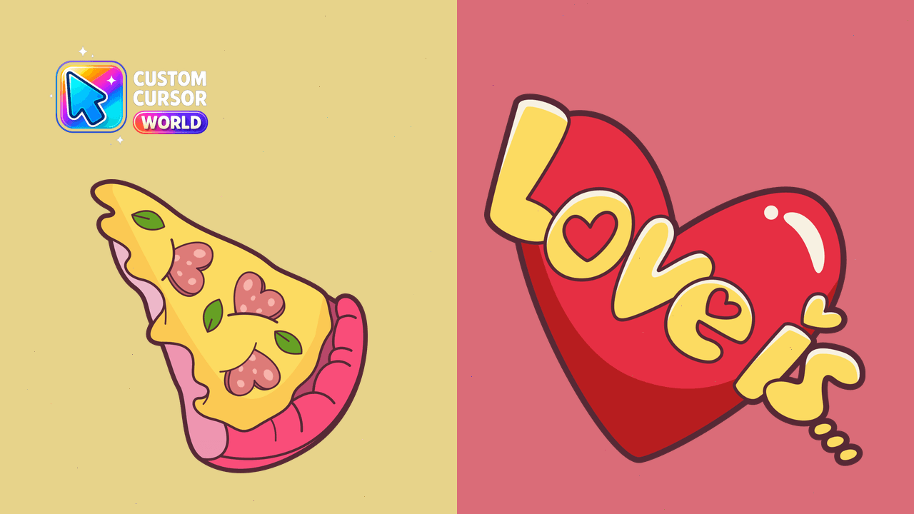Cursor pack preview: Custom Cursor Pack - Love is Pizza