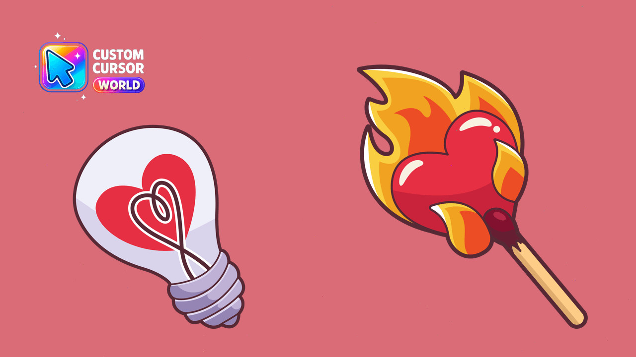 Cursor pack preview: Custom Love Light Cursor Pack for Browsers