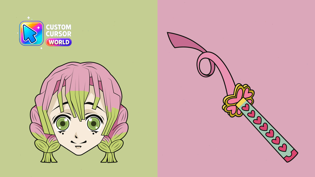 Cursor pack preview: Mitsuri Kanroji Custom Cursor Pack for Chrome and Edge