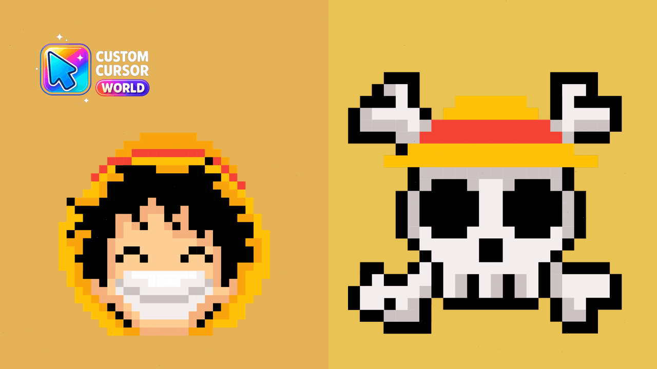 Cursor pack preview: Luffy Custom Cursor Pack - Pixel Art Style