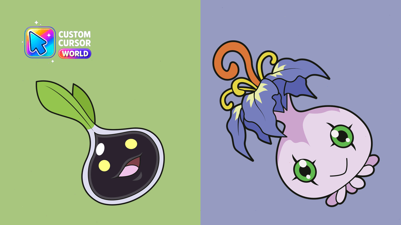 Cursor pack preview: Digimon Cursor Pack - Nyokimon & Yokomon