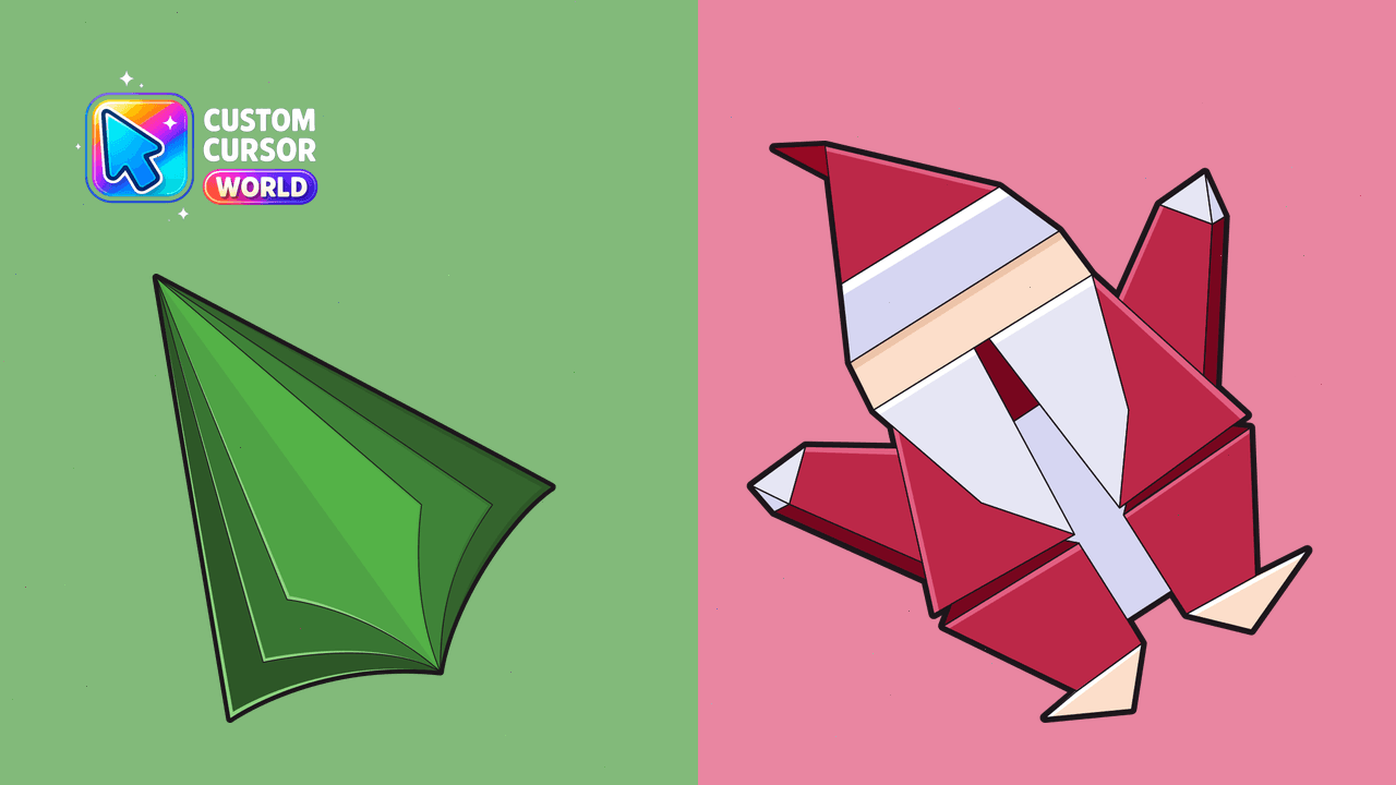 Cursor pack preview: Origami Santa Custom Cursor Pack for Web Browsers