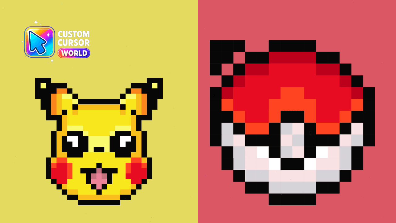Cursor pack preview: Pikachu Pixel Custom Cursor Pack for Chrome & Edge