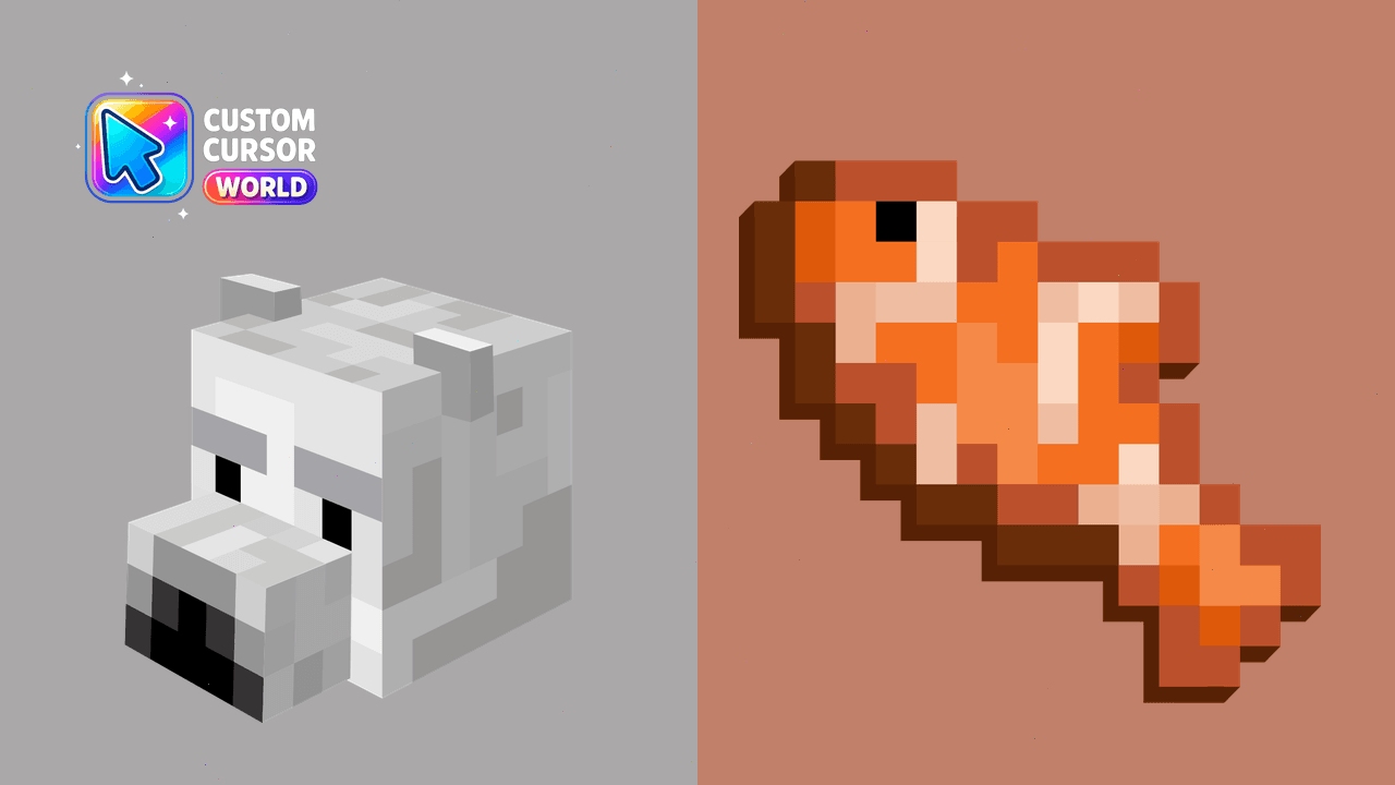 Polar Bear Cursor Pack for Minecraft Style in Chrome and Edg - Custom cursor pack preview image showing 2 cursors