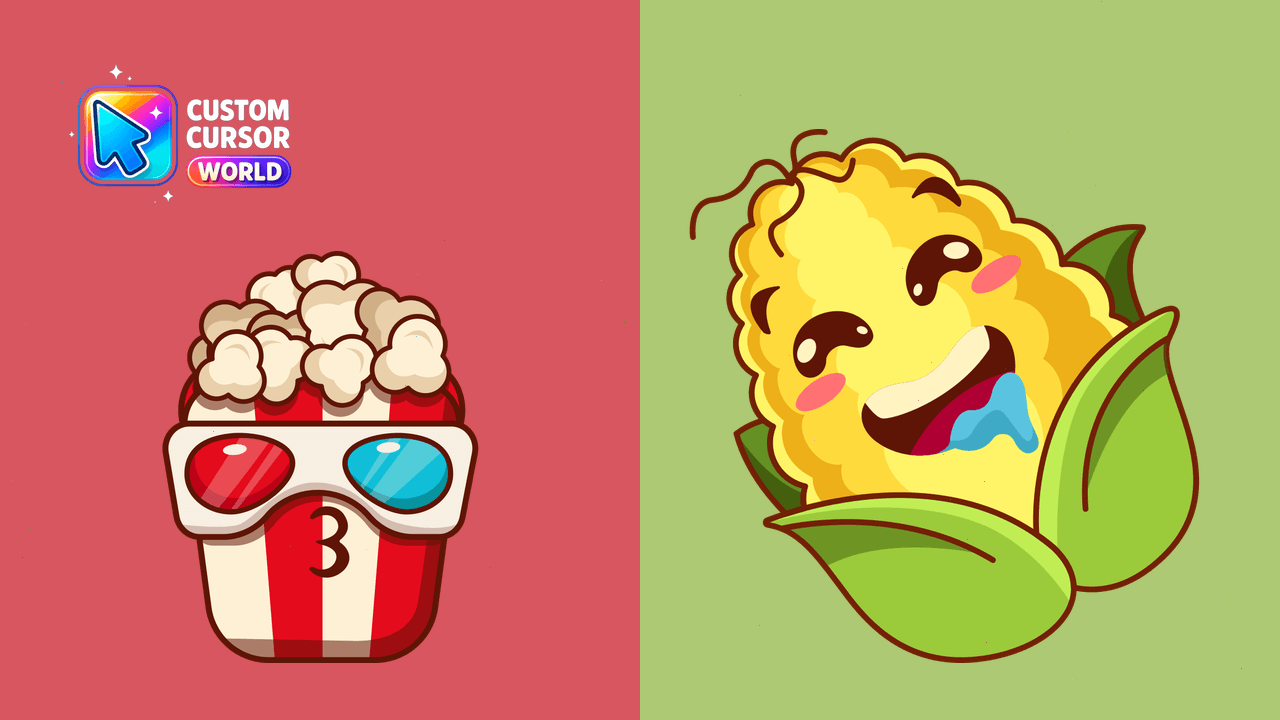 Cursor pack preview: Popcorn & Corn Custom Cursor Pack
