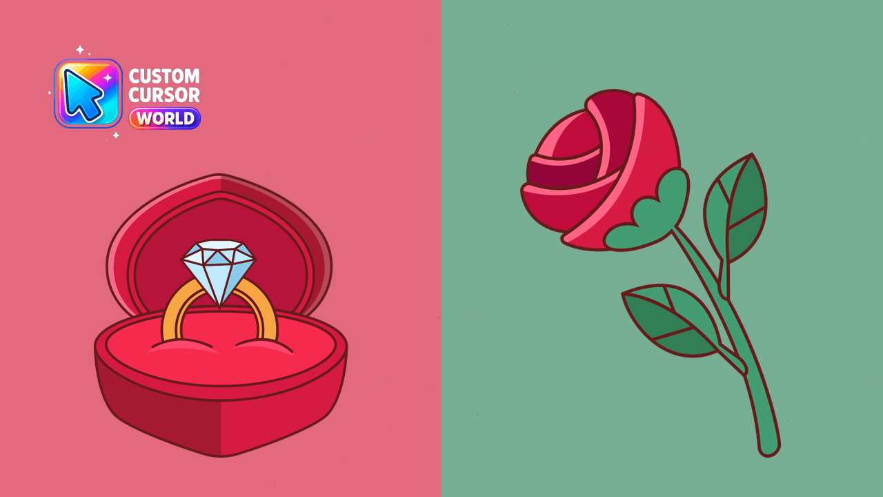 Cursor pack preview: Rose & Ring Cursor Pack for Valentine's Day