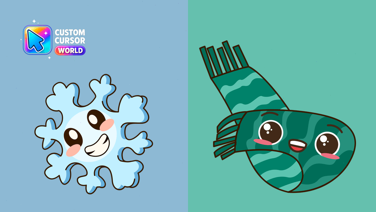Cursor pack preview: Custom Cursor Snowflake and Scarf Pack