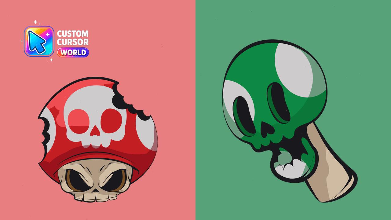 Cursor pack preview: Ghoulish Cursor Pack - Skull on a Mushroom
