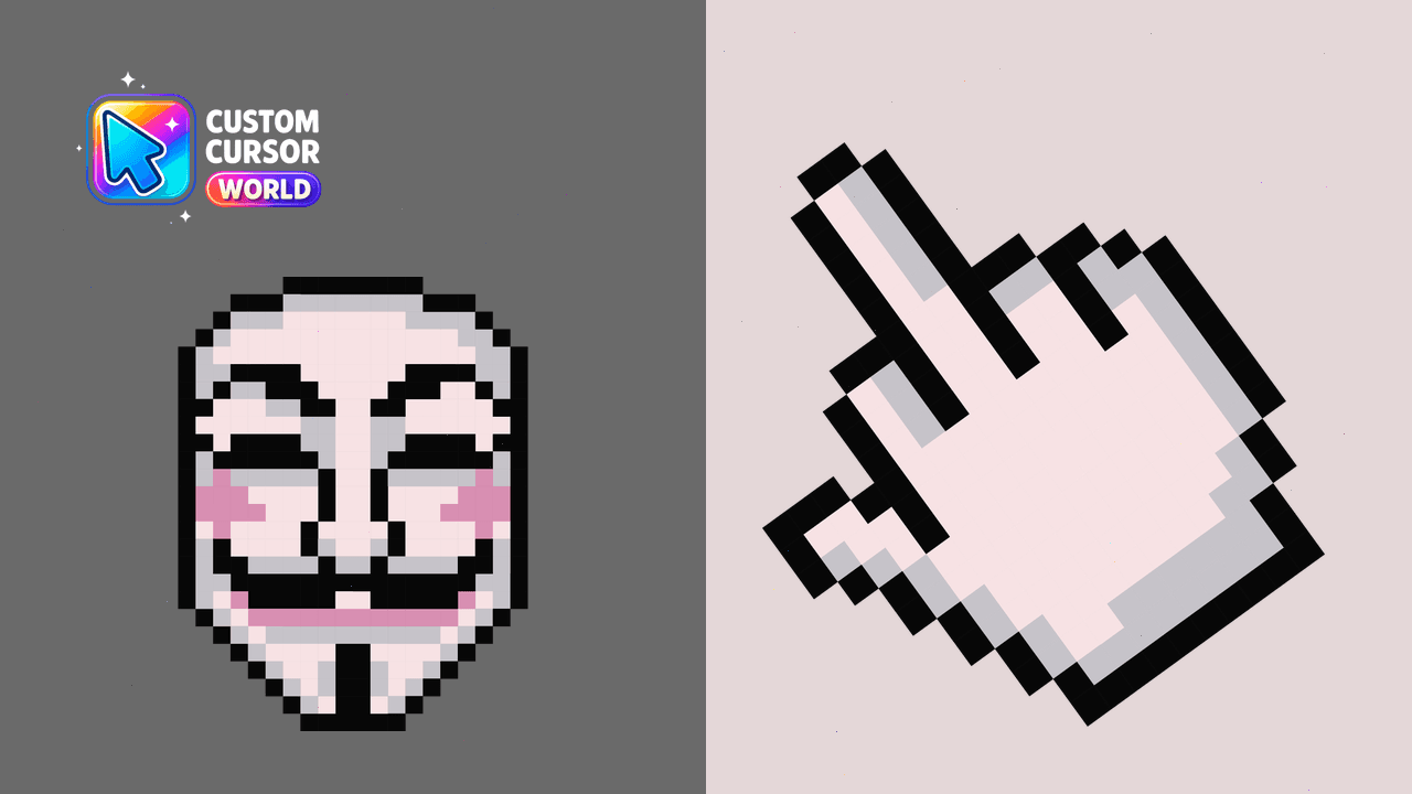 Cursor pack preview: Custom Cursor Pack - Guy Fawkes Mask Pixel