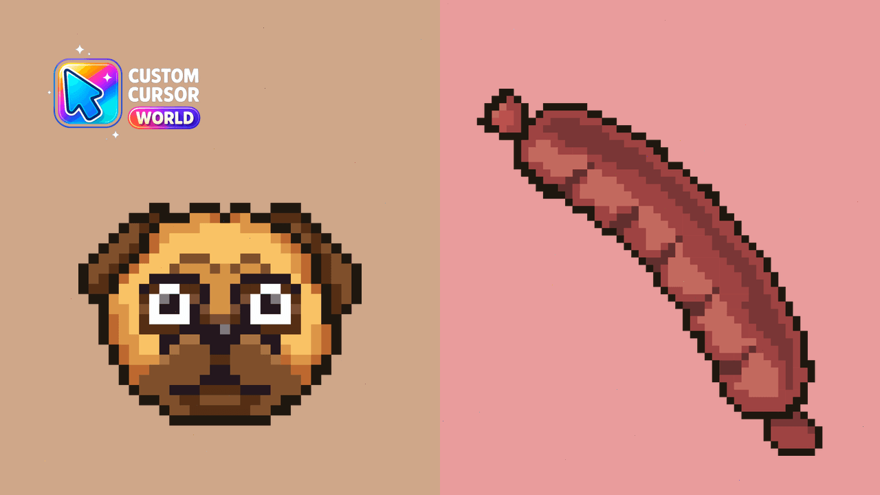 Cursor pack preview: Pug Pixel Custom Cursor Pack