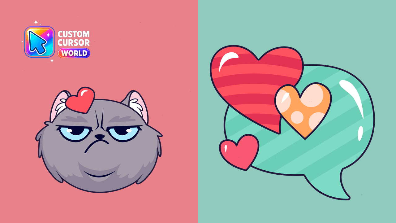 Cursor pack preview: Custom Cursor Pack - Valentine's Cat for Chrome & Edge