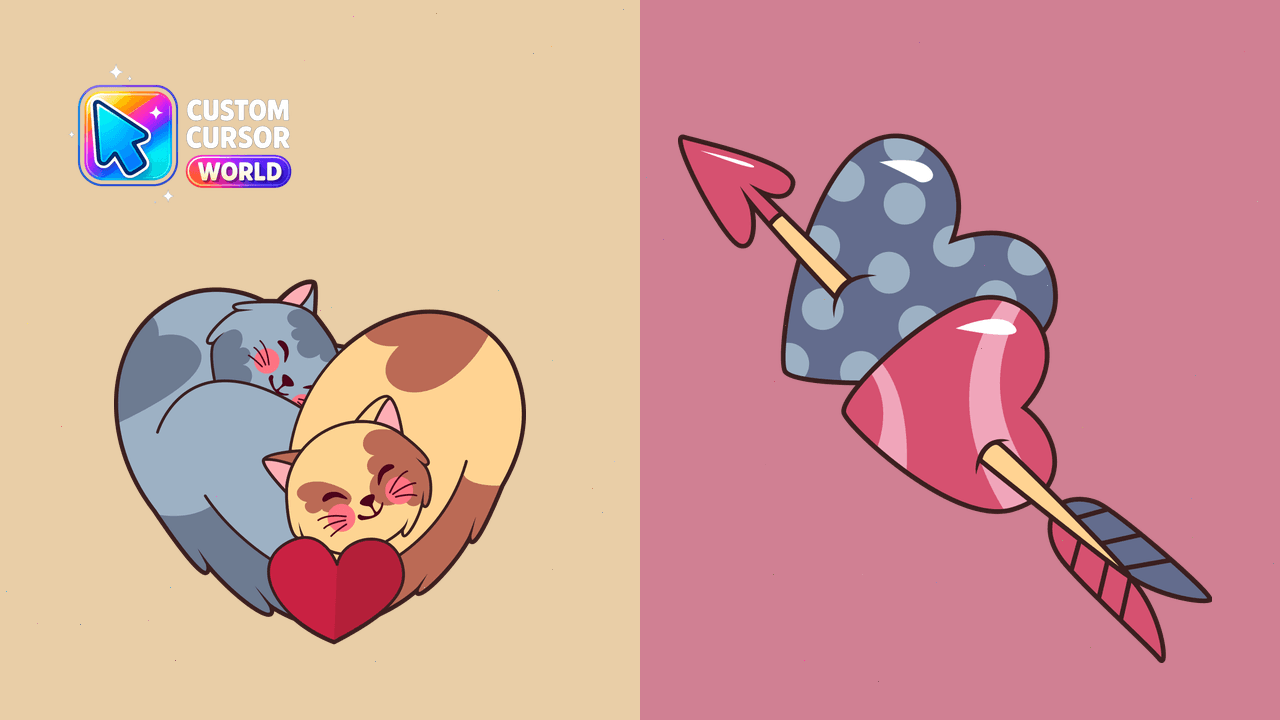 Cursor pack preview: Valentine's Cats Custom Cursor Pack for Chrome & Edge