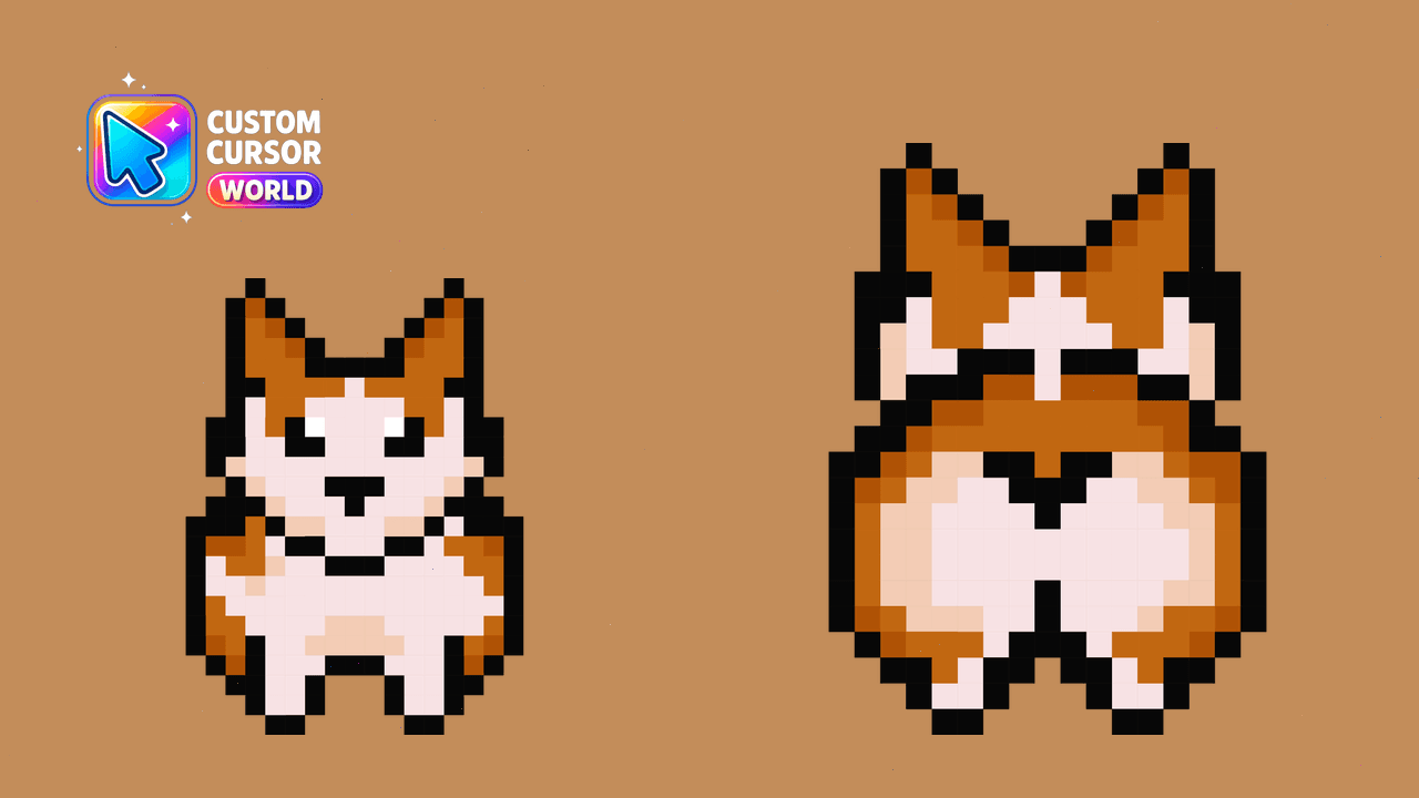 Cursor pack preview: Cute Pixel Corgi Custom Cursor Pack for Chromebooks