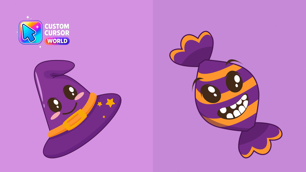 Cursor pack preview: Custom Halloween Cursor Pack - Witch Hat with Candy