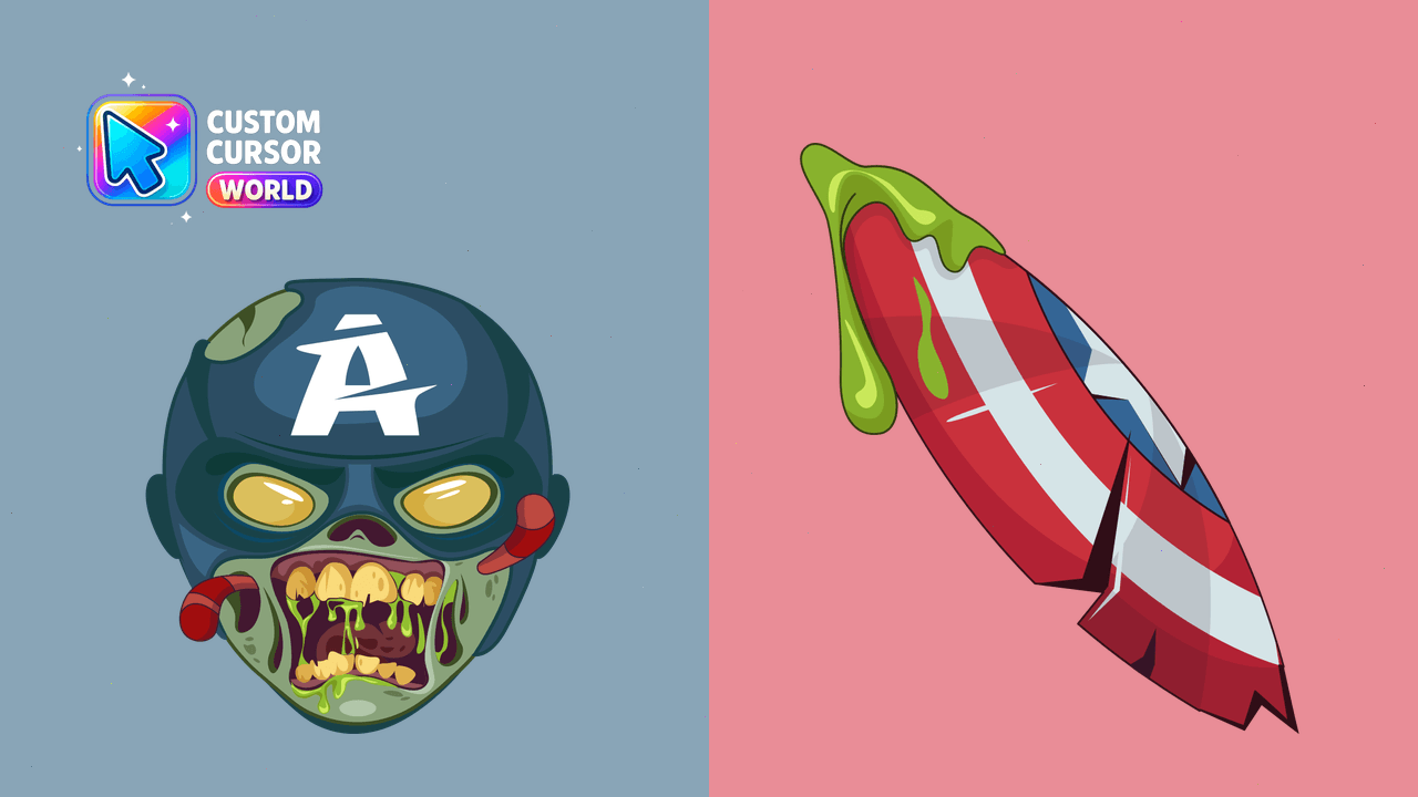 Cursor pack preview: Custom Cursor Pack - Zombie Captain America for Chrome & Edg
